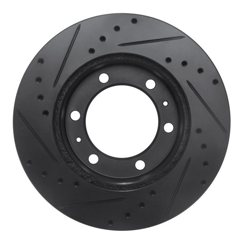 R1 09-15 Toyota Hilux (Mexico) Front Right Drilled & Slotted Black Brake Rotor