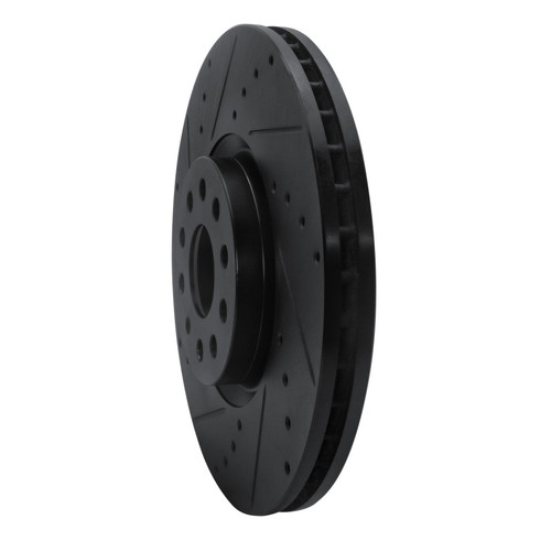 R1 18-25 Volkswagen ATLAS Front Left Drilled & Slotted Black Brake Rotor