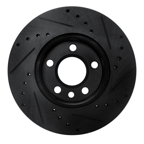 R1 92-95 Volkswagen EuroVan Front Left Drilled & Slotted Black Brake Rotor ECB-74040L