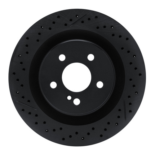 R1 08-15 Mercedes-Benz C63 AMG Rear Drilled & Slotted Black Brake Rotor