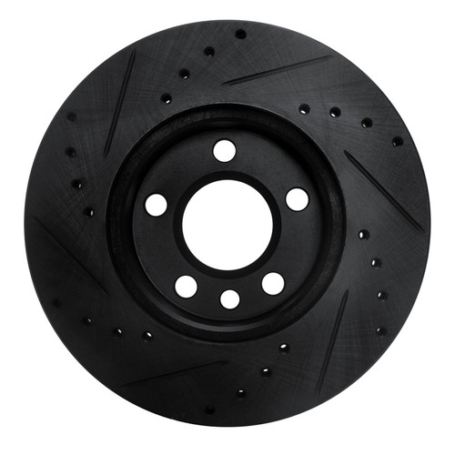 R1 92-95 Volkswagen EuroVan Front Right Drilled & Slotted Black Brake Rotor ECB-74040R