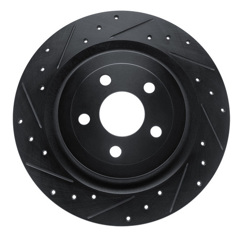 R1 21-25 Ford Mustang Mach-E Rear Left Drilled & Slotted Black Brake Rotor