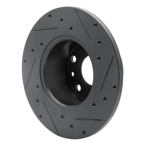 R1 72-78 Volkswagen Type 2 Front Left Drilled & Slotted Black Brake Rotor