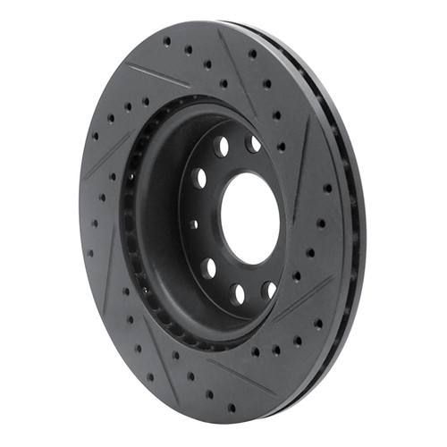 R1 05-15 Volkswagen BORA (Mexico) Front Left Drilled & Slotted Black Brake Rotor