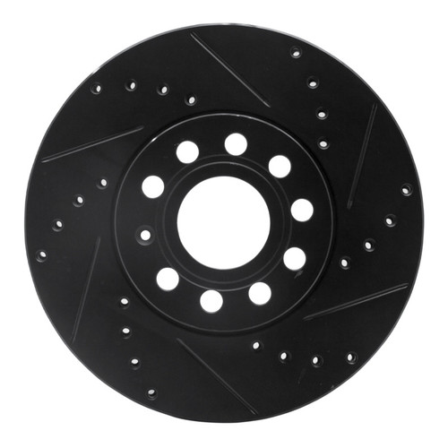 R1 05-25 Audi A3 (Mexico) Front Right Drilled & Slotted Black Brake Rotor