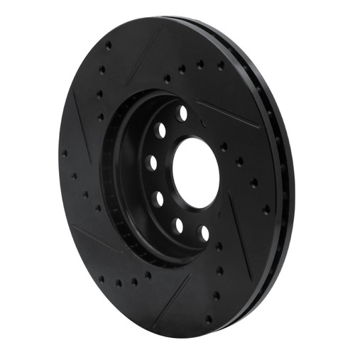 R1 05-25 Audi A3 (Mexico) Front Right Drilled & Slotted Black Brake Rotor