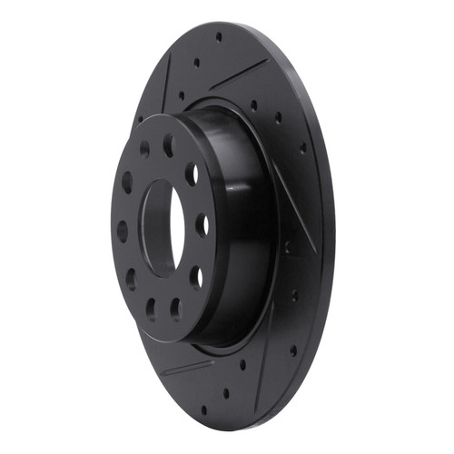 R1 05-25 Audi A3 (Mexico) Rear Left Drilled & Slotted Black Brake Rotor