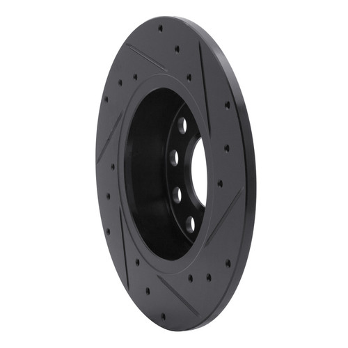 R1 05-25 Audi A3 (Mexico) Rear Left Drilled & Slotted Black Brake Rotor