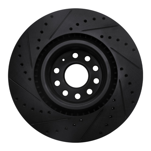 R1 06-13 Audi S3 (Mexico) Front Right Drilled & Slotted Black Brake Rotor