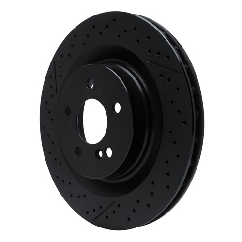 R1 05-11 Mercedes-Benz CLK63 AMG Rear Drilled & Slotted Black Brake Rotor