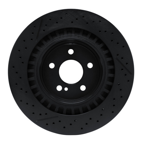 R1 05-11 Mercedes-Benz CLK63 AMG Rear Drilled & Slotted Black Brake Rotor