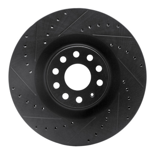 R1 06-13 Audi S3 (Mexico) Front Left Drilled & Slotted Black Brake Rotor