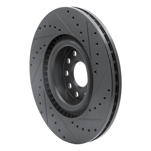 R1 06-13 Audi S3 (Mexico) Front Left Drilled & Slotted Black Brake Rotor