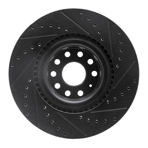 R1 06-13 Audi S3 (Mexico) Front Left Drilled & Slotted Black Brake Rotor
