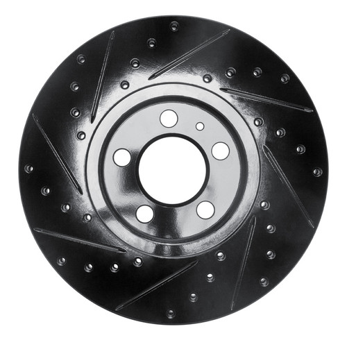 R1 98-18 Audi A1 (Mexico) Front Right Drilled & Slotted Black Brake Rotor
