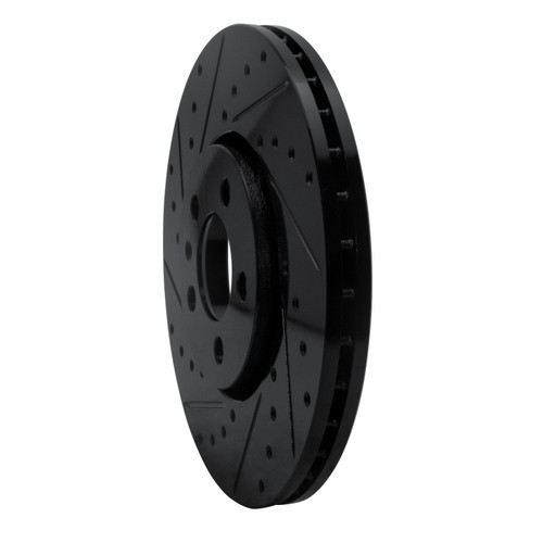 R1 98-18 Audi A1 (Mexico) Front Left Drilled & Slotted Black Brake Rotor