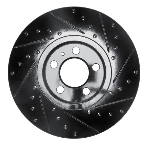 R1 98-18 Audi A1 (Mexico) Front Left Drilled & Slotted Black Brake Rotor