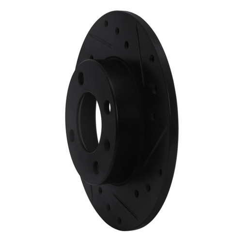 R1 86-93 Volkswagen Quantum Rear Right Drilled & Slotted Black Brake Rotor