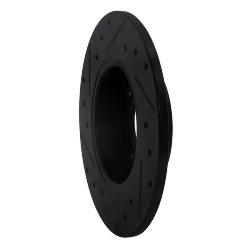 R1 86-93 Volkswagen Quantum Rear Right Drilled & Slotted Black Brake Rotor