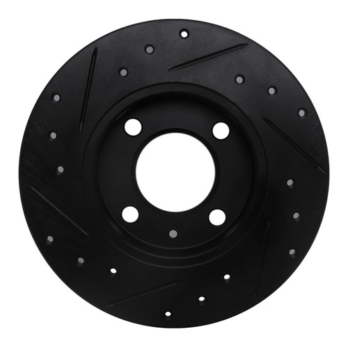 R1 86-93 Volkswagen Quantum Rear Right Drilled & Slotted Black Brake Rotor
