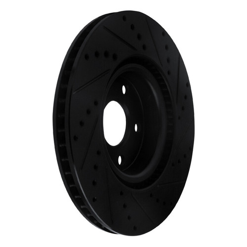 R1 20-25 Ford BRONCO Sport Front Right Drilled & Slotted Black Brake Rotor