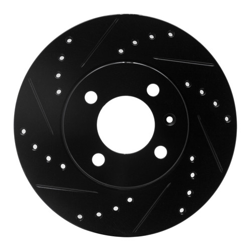 R1 86-08 Volkswagen DERBY (Mexico) Front Left Drilled & Slotted Black Brake Rotor