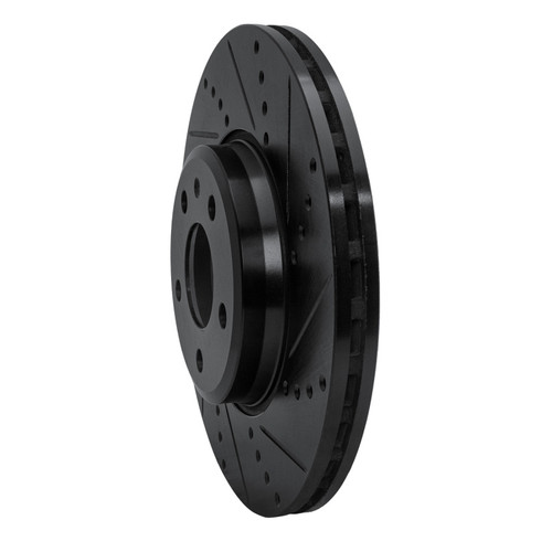 R1 08-25 Audi A4 Quattro Front Right Drilled & Slotted Black Brake Rotor