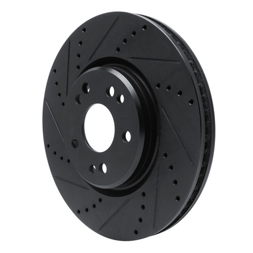 R1 94-02 Mercedes-Benz SL500 Right Front Drilled & Slotted Black Brake Rotor