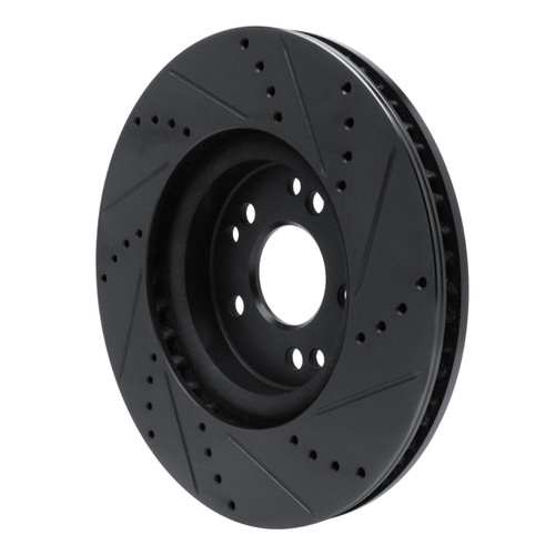 R1 94-02 Mercedes-Benz SL500 Right Front Drilled & Slotted Black Brake Rotor