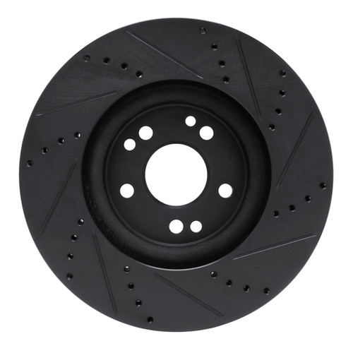 R1 94-02 Mercedes-Benz SL500 Right Front Drilled & Slotted Black Brake Rotor