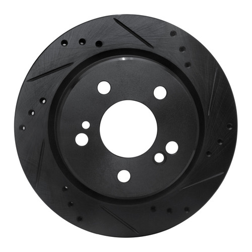 R1 92-95 Mercedes-Benz E420 Rear Right Drilled & Slotted Black Brake Rotor