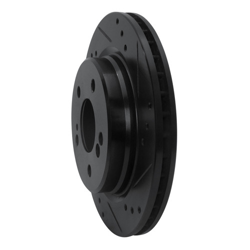 R1 92-95 Mercedes-Benz E420 Rear Right Drilled & Slotted Black Brake Rotor