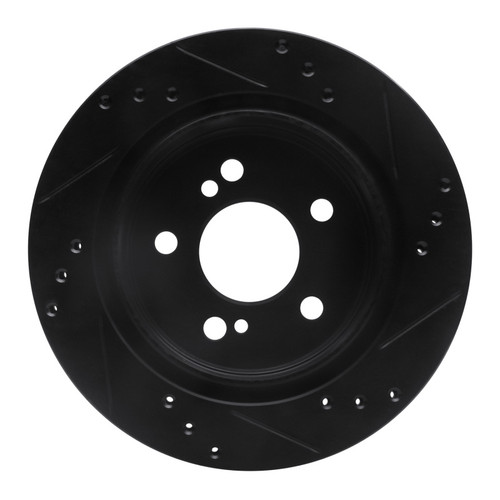 R1 92-95 Mercedes-Benz E420 Rear Left Drilled & Slotted Black Brake Rotor
