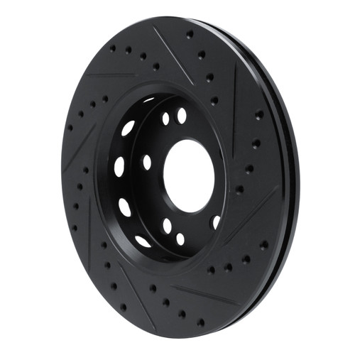 R1 90-92 Mercedes-Benz 300TE Front Left Drilled & Slotted Black Brake Rotor