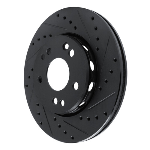 R1 90-92 Mercedes-Benz 300E Front Right Drilled & Slotted Black Brake Rotor