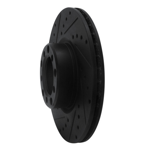 R1 82-85 Mercedes-Benz 380SEC Front Left Drilled & Slotted Black Brake Rotor