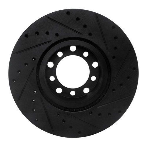 R1 82-85 Mercedes-Benz 380SEC Front Left Drilled & Slotted Black Brake Rotor