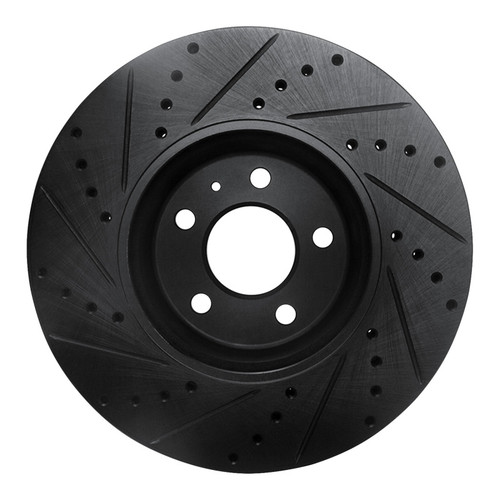 R1 08-12 Audi Q5 (Mexico) Front Right Drilled & Slotted Black Brake Rotor