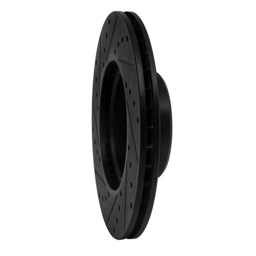 R1 82-85 Mercedes-Benz 500SEC Front Right Drilled & Slotted Black Brake Rotor