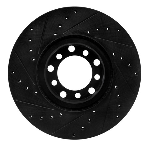 R1 82-85 Mercedes-Benz 500SEC Front Right Drilled & Slotted Black Brake Rotor