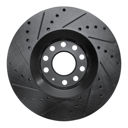 R1 98-09 Audi A6 (Mexico) Front Right Drilled & Slotted Black Brake Rotor