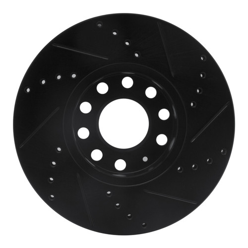 R1 92-08 Audi A4 (Mexico) Front Left Drilled & Slotted Black Brake Rotor