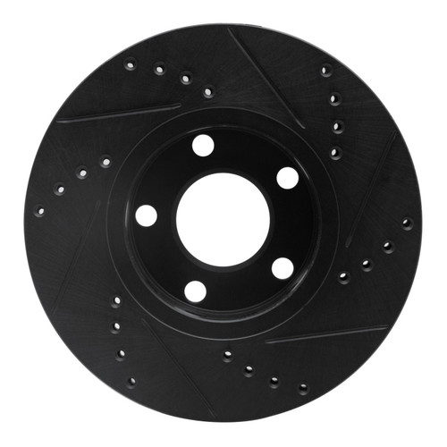 R1 90-97 Audi S6 Front Left Drilled & Slotted Black Brake Rotor