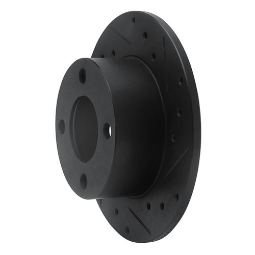 R1 89-91 Audi 100 Rear Right Drilled & Slotted Black Brake Rotor