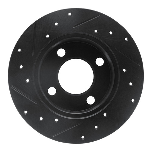 R1 89-91 Audi 100 Rear Right Drilled & Slotted Black Brake Rotor
