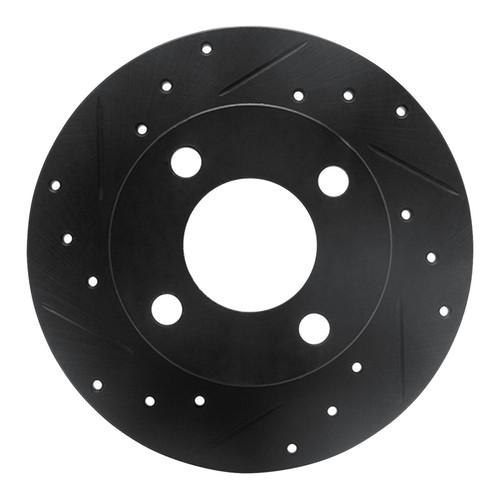 R1 89-91 Audi 100 Rear Left Drilled & Slotted Black Brake Rotor