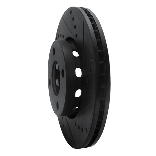 R1 90-91 Audi 90 Quattro Front Right Drilled & Slotted Black Brake Rotor