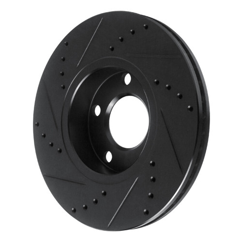 R1 85-91 Audi 5000S Front Right Drilled & Slotted Black Brake Rotor