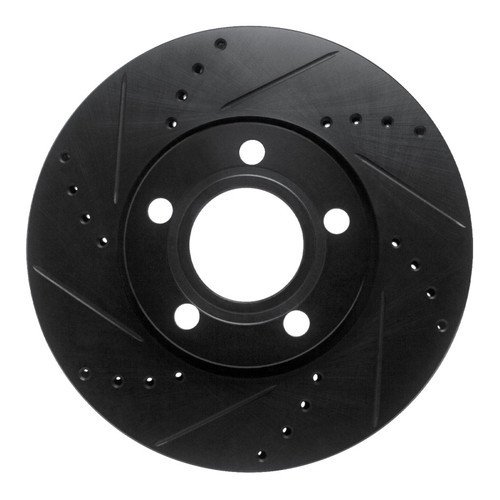 R1 85-91 Audi 200 Quattro Front Left Drilled & Slotted Black Brake Rotor