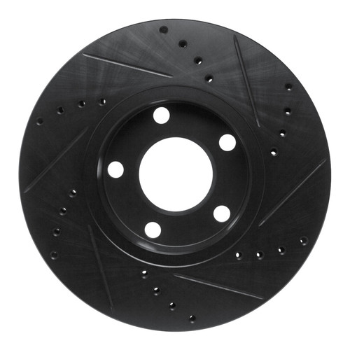 R1 85-91 Audi 200 Quattro Front Left Drilled & Slotted Black Brake Rotor